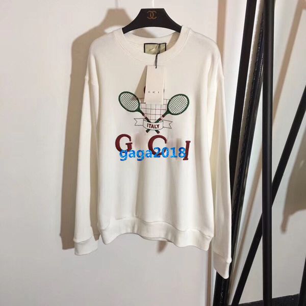 

высокого класса женщины девушки негабаритных кофты теннис вышивка письмо с длинным рукавом хлопок джерси блузка повседневная рубашка дизайн, Black