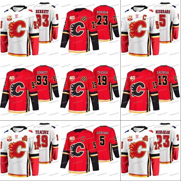 

Calgary Flames 40th Anniversary Jersey Matthew Tkachuk Johnny Gaudreau Sean Monahan Sam Bennett Mark Giordano Austin Czarnik Noah Hanifin