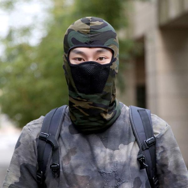 

cycling caps & masks outdoor face mask motorcycle windproof camouflage fishing cap cover for sun dust protection sports bicycle, Black