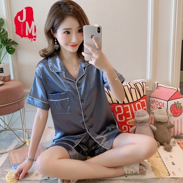 

летние короткие пижамы набор женщин шелковый атлас сексуальные пижамы пижамы короткий набор твердые пижамы большой размер  l xl 2xl 3xl 4xl, Black;red