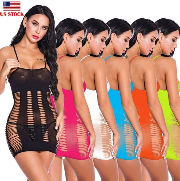 

cover-ups 2021 summer women's lingerie fishnet tube hollow out mesh babydoll sleepwear mini beach dress solid
