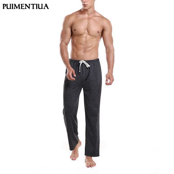 

puimentiua male fashion drawstring loose long pajama pants casual solid color four seasons home pajamas comfortable pants, Black;brown