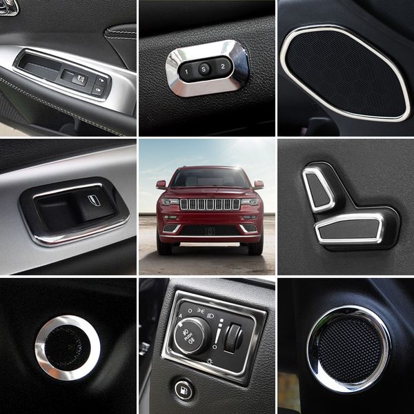 

car styling 18pcs interior accessories cover decoration trims for grand cherokee 2011 - 2018