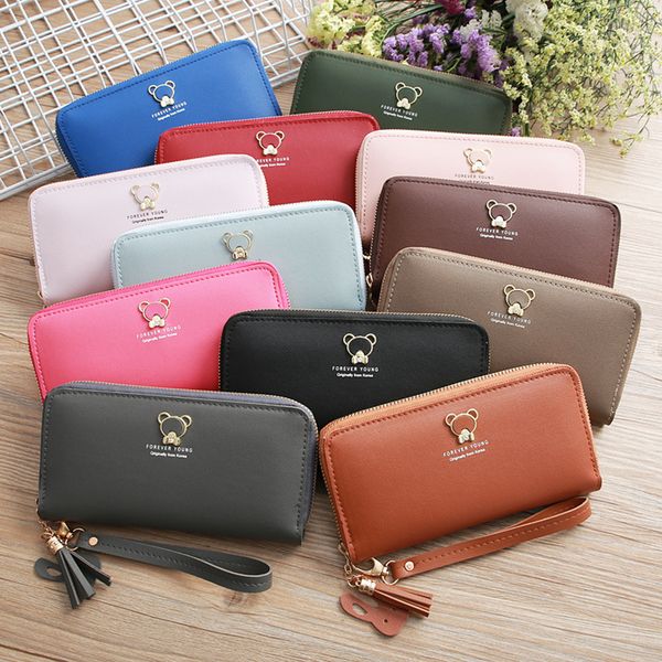

new women pu leather zipper wallet coins purse card pocket money pouch multifunction long clutch key bag ladies handbag, Red;black