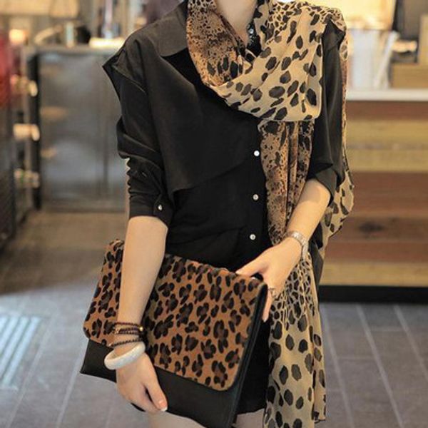 

new fashion women long chiffon scarves leopard print shawl all-match lady soft scarf woman cloth accessory, Blue;gray