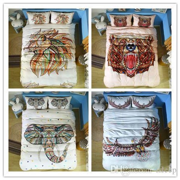 

3d printing national animal style 2 3 pcs bedding set with pillowcase lion beer elephant eagle