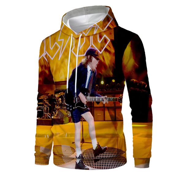 

mens designer new acdc3d digital printed pullover hooded sweater, Black