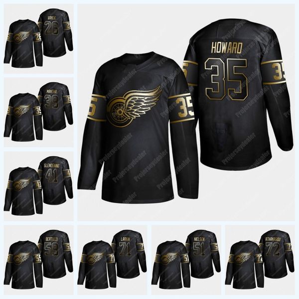 

Detroit Red Wings 2019 Golden Edition Jersey 35 Jimmy Howard 71 Dylan Larkin 41 Luke Glendening 72 Andreas Athanasiou 59 Tyler Bertuzzi