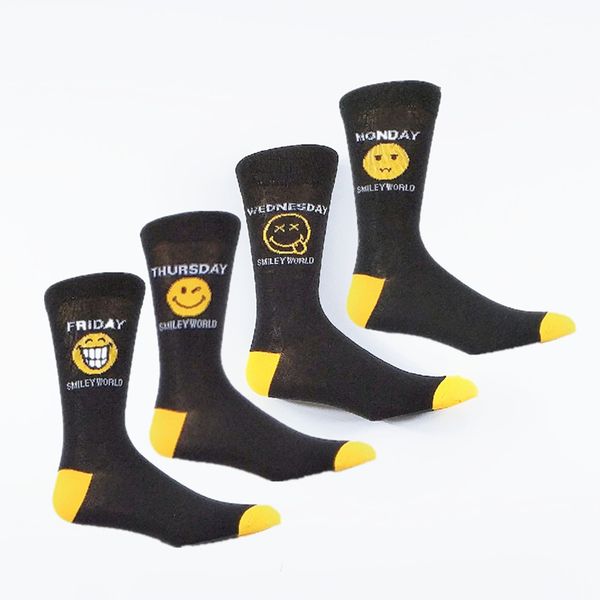 

4 шт мужских усмешек носков сша размер 6-13 евро размер 39-46, Black