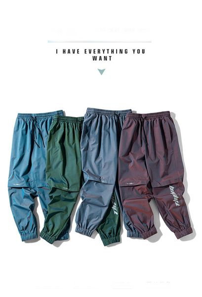 

fashion men's pants 2020 new summer trend casual letter printed gradient slacks style loose-fitting, foot-bound nine-minute men pants, Black