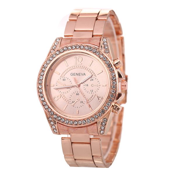 

женева женщин часы мода из нержавеющей стали кварцевые наручные часы zegarek damski marcas famosas де lujo кол- saati, Slivery;brown