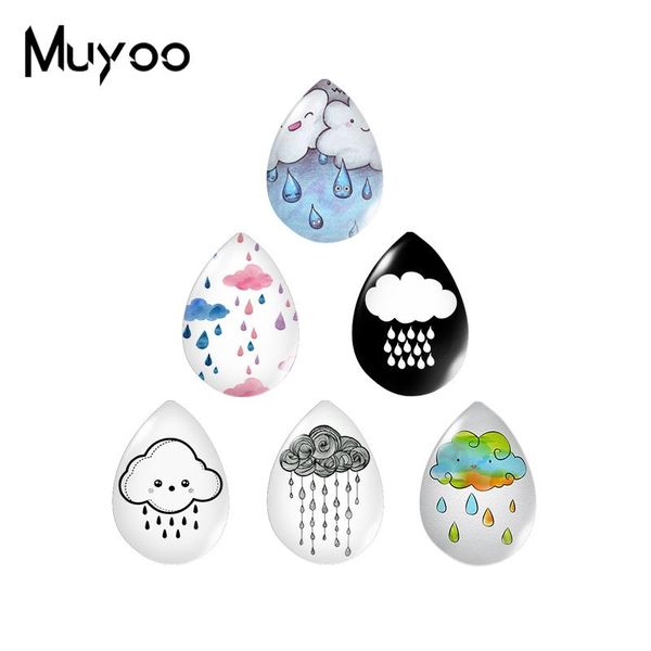 

2019 new abstract cloud and rain tear drop glass cabochon drawn rain cabochons art hand craft jewelry, Crystal