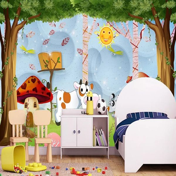 

new custom large mural 3d wallpaper cartoon cow tree baby children's bedroom mural tv back wall decor deep 5d embossed