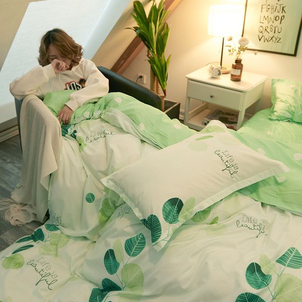 

new bed sheet four-piece student quilt cover bedspread bedding three-piece plant cashmere four-piece wholesale