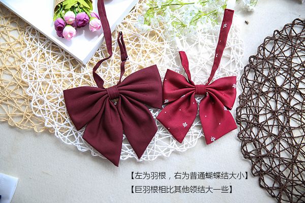 

zhuzhusl japanese-style bow tie sailor suit tie jk red feather large bow tie collar flower jk uniforms hane, Black;gray