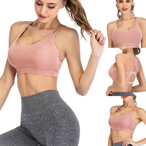 

yoga sport bra women's padded sports bra cross back high impact workout running yoga running gym vest sportswear bras, White;red