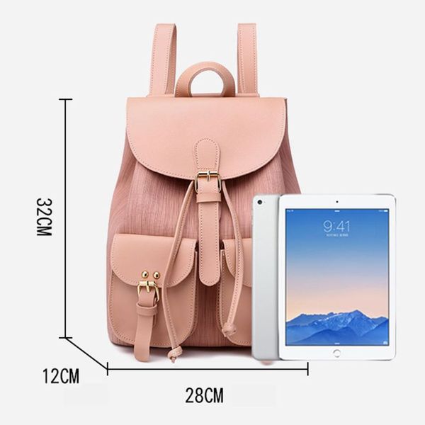 

women drawstring backpack shoulder bag leather school travel daypack