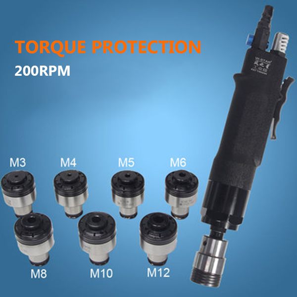 

pneumatic tapping machine self-locking tapper tool torque protected & 7pc chucks m3/m4/m5/m6/m8/m10/m12