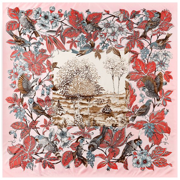 

shawls scarves silk square floral twill fashion bird printing women bandana new wraps female foulard scarf 130cm*130cm ptmpx, White;black