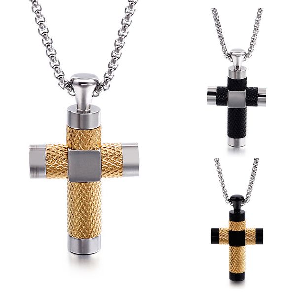 

hip hop punk rock style big cross design stainless steel pendant necklace jewelry for men, Silver