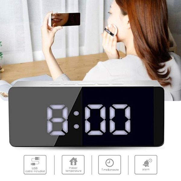 

mirror surface led display alarm clock prompt horologe gift timer timepiece multi-functional remind automatic home kitchen time