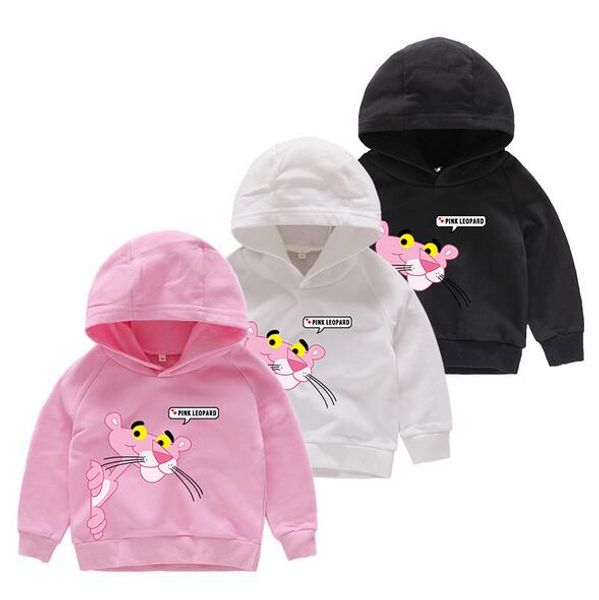 

3-10y 2018 girls pink sweater leopard t-shirts baby boys hooded long sleeves children spring autumn clothes toddler outerwear, Black