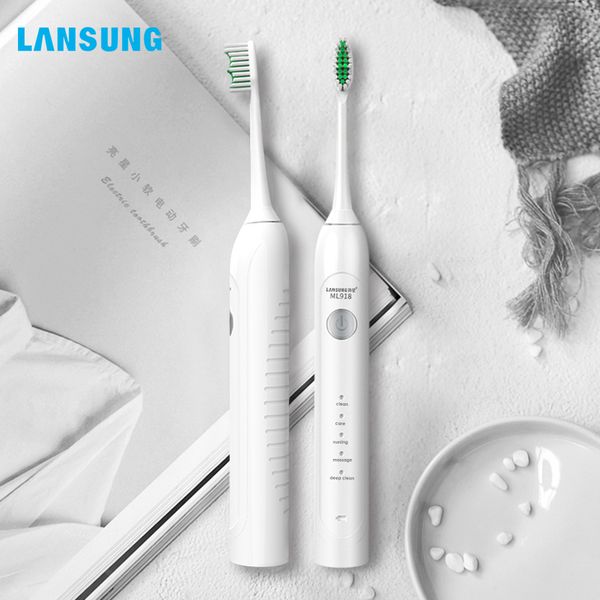 

lansung sonic electric toothbrush usb rechargeable ultrasonic toothbrush heads replaceable whitening smart waterproof