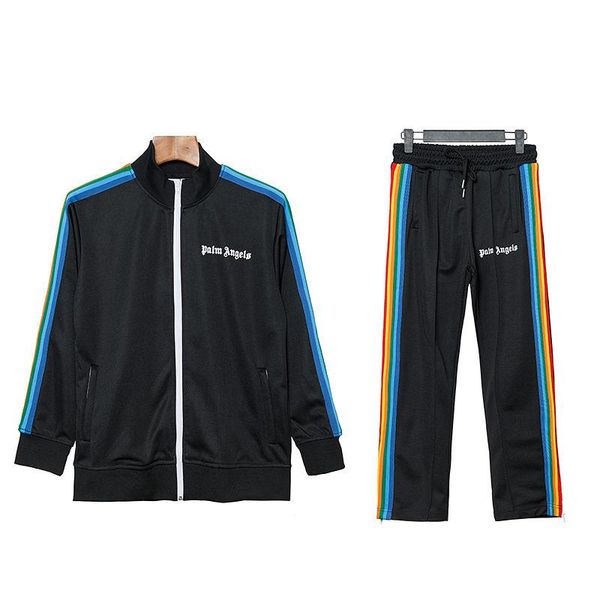 

19 palm angel mens designer tracksuits men women tracksuit mens designer jackets black white autumn winter jogger sporting suit, Gray