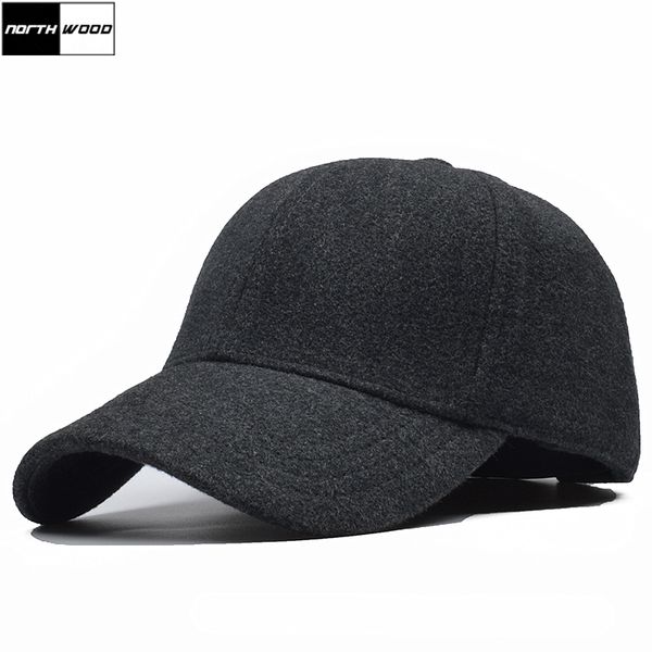 

northwood] wool winter baseball cap with ears solid men women snapback hat warm fitted caps dad hats gorra hombre, Blue;gray