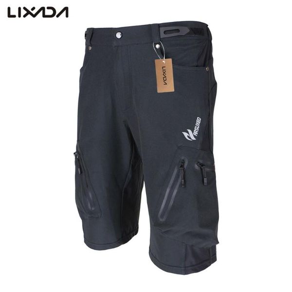 

cycling shorts lixada mtb bike downhill men bicycle half trousers clothing with zippered pockets, Black