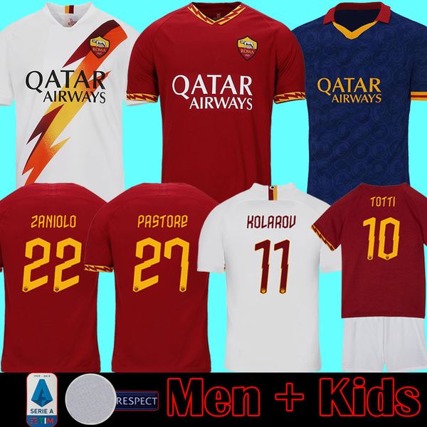 

19 20 new dzeko perotti pastore zaniolo soccer jerseys rome 2019 totti football kits shirt de rossi 2020 as maillot de foot roma, Black;yellow