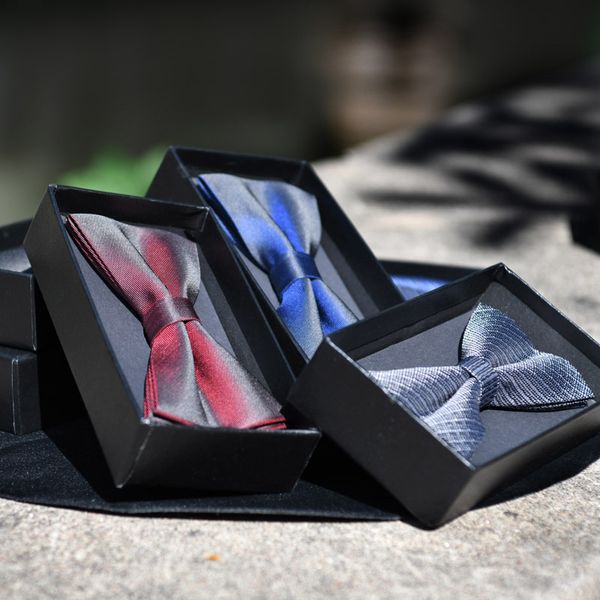 

2018 autumn and winter new men's double color single tone matte bow tie flat head type classic monochromatic series bow tie, Blue;purple