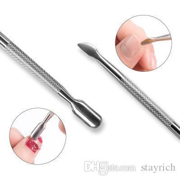 

2 в 1 nail art инструменты из нержавеющей стали essential кутикулы 2 way ложка толкатель педикюр маникюр подарка присутствуют кутикулы толка