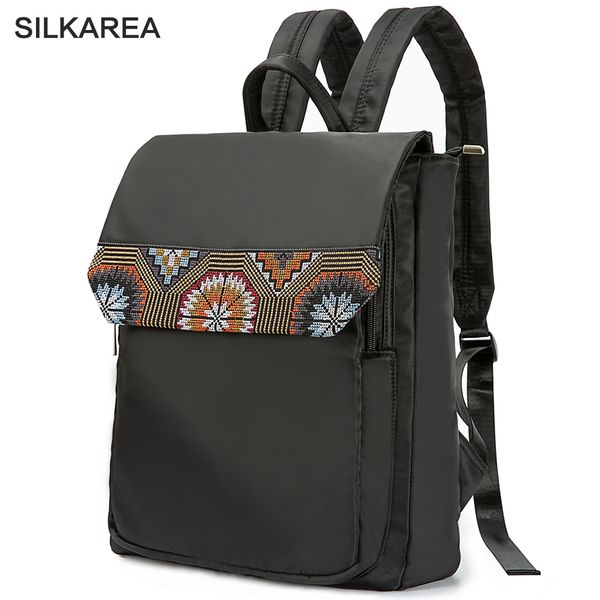 

silkarea embroidered slim lapbackpack for women 13 inch travel casual daypacks college backpack lapcomputer bag mochilas