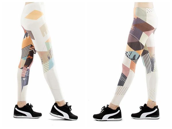 

женщины йога брюки брюки колготки брюки женский новый высокая талия танец активная леди цифровой полосой лоскутное печать леггинсы тощий sil, Black;white