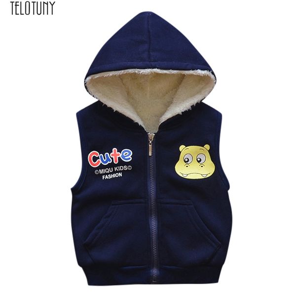 

telotuny kid baby cloth hood cartoon vest winter warm vest infant jackets baby warm veat waistcoat clothes hoodie coat z1129, Blue;gray