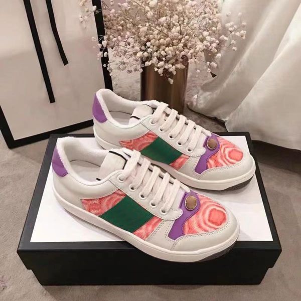 

new screener designer shoes luxury real leather designer sneaker man ace embroidered strawberry casual shoes for women c13, Black