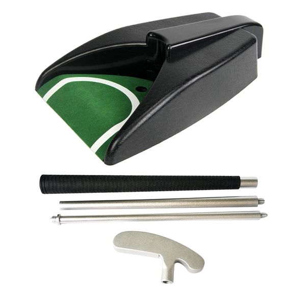 

3-section foldable right/left handed golf putter & automatic putting cup