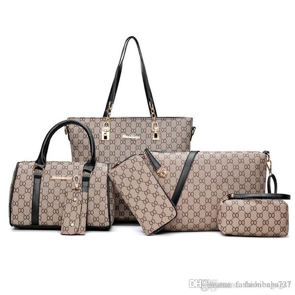 

designer new women handbags pink 5 colors lattice 6pcs set fashion handbag cross body bag women messenger shoulder bag famous