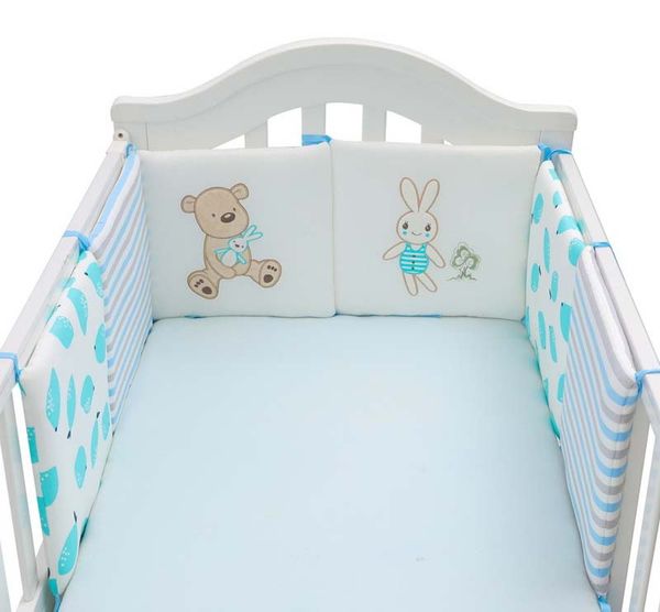 

6pcs/set infant cartoon bear crib bumper bed protector baby kids cotton cot nursery bumper baby anti-collision