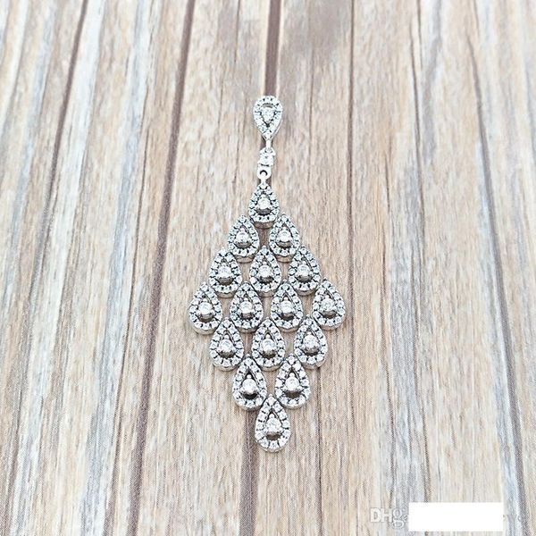

new 925 silver beads cascading glamour necklace & pendant, clear cz necklace fits european pandora style jewelry charms & beads 396262cz-80