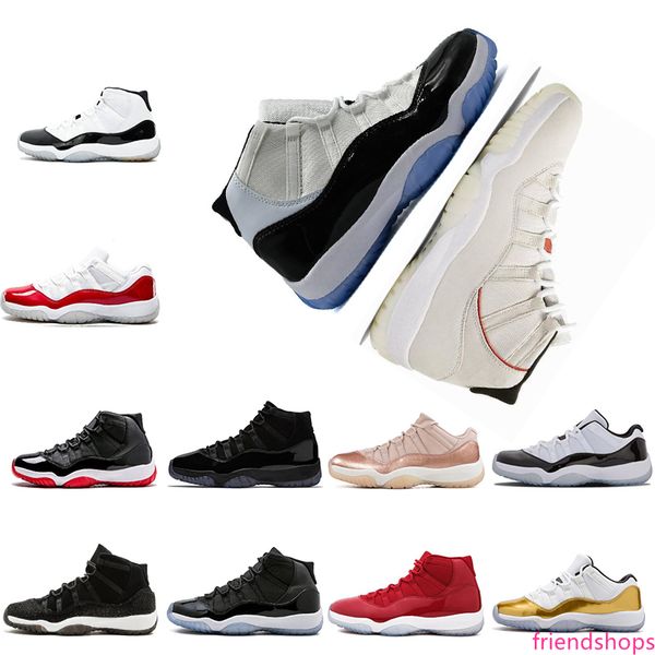 

2019 mens 11s basketball shoes platinum tint concord 45 23 prom night gym red 11 bred womens trainers sports sneaker size 5.5-13