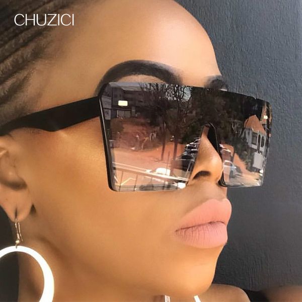 

chuzici oversize square sunglasses women fashion flat gradient glasses men, White;black