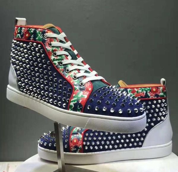 

pik pik spikes sneakers flats high red bottom casual shoes women,men bottom red rivets leisure -- party dress wedding size:35-47, Black