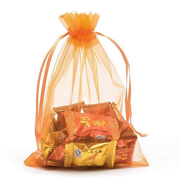 

7x9cm organza bags drawstring gift bag candy jewelry party wedding favor present pouches for party wedding christmas valentine light orange, Pink;blue