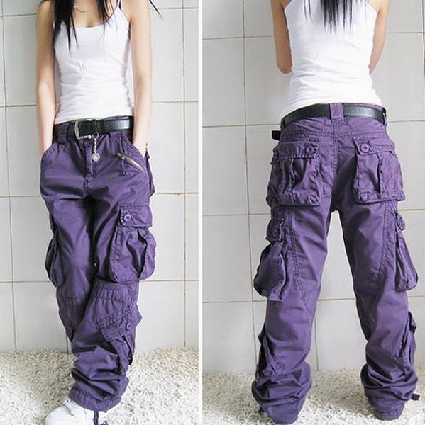 

women cargo pants fashion large size women loose multi-pocket cotton trousers spring autumn baggy women hip hop pants