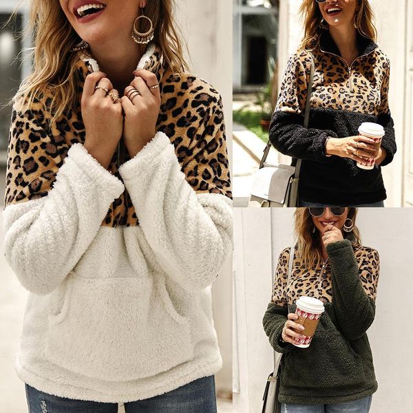 

women long sleeve sweater leopard stitching womens 2019 autumn winter sweater women korean style coats cotton, White;black