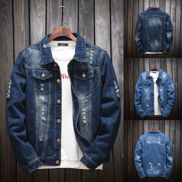 

men's autumn winter jacket slim casual coat casual long sleeve turn-down collar pocket solid denim jacket coat male outerwear, Black;brown