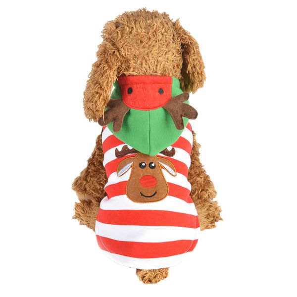 

christmas pet dog puppy hoodie striped style warm clothes elk dressed up christmas coat pet striped elk coat dropshipping #30