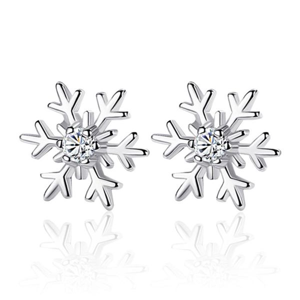

crystal snowflake stud earrings 925 sterling silver womens girls jewellery gift, Golden;silver